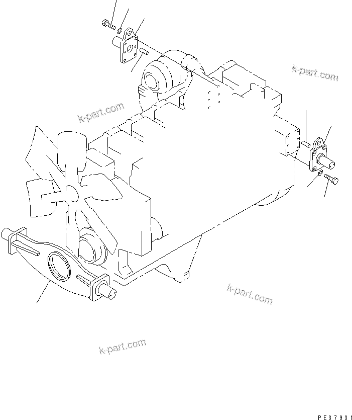 Komatsu parts book diagram for S6D170E-2A-6D S/N 17001-UP: ENGINE MOUNTING(#17358-)