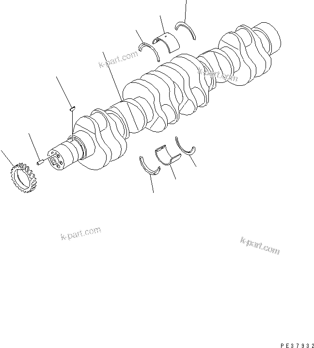 Komatsu parts book diagram for S6D170E-2A-6D S/N 17001-UP: CRANKSHAFT(#17353-)