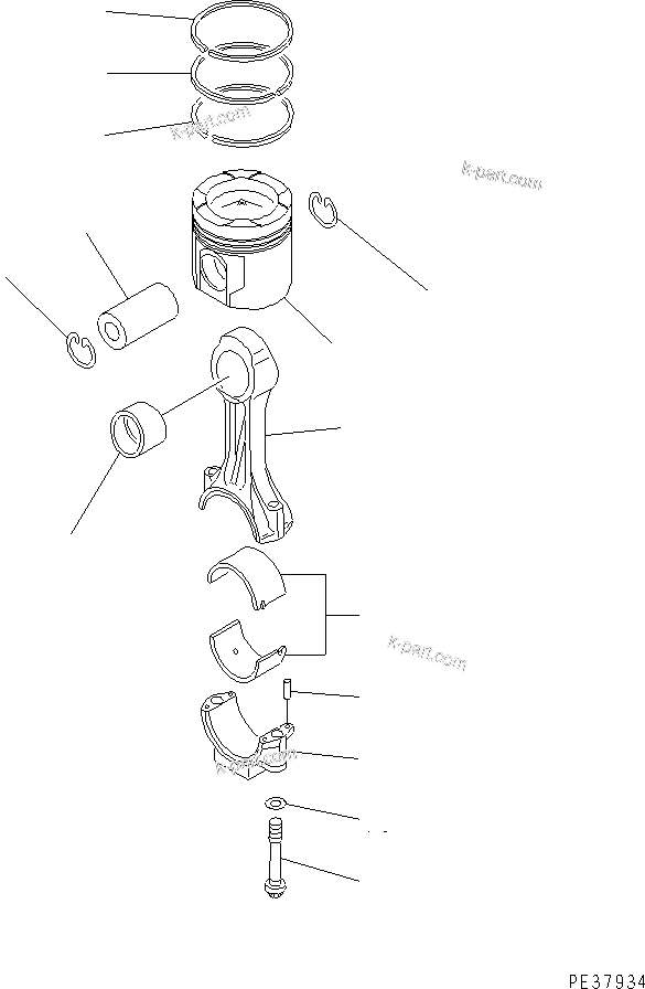 Komatsu parts book diagram for S6D170E-2A-6D S/N 17001-UP: PISTON(#17353-)