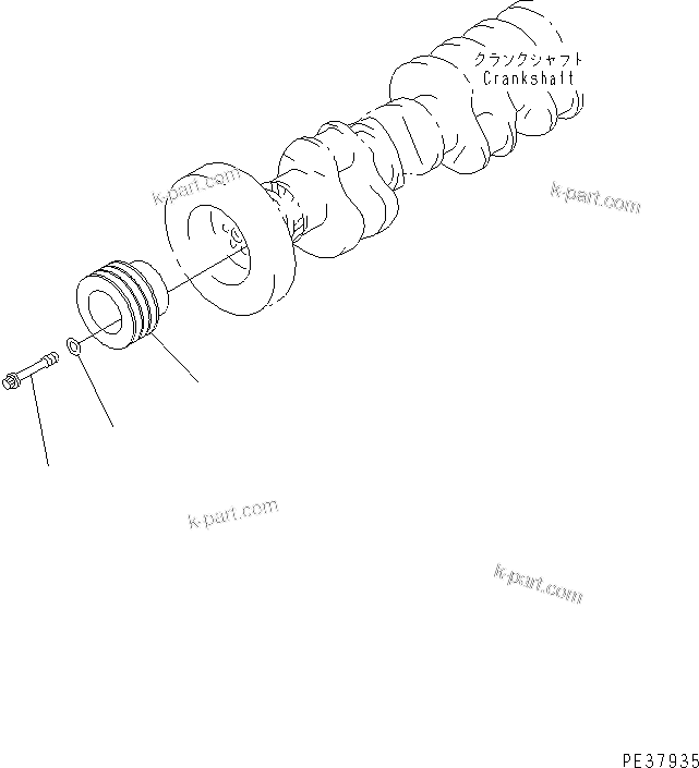 Komatsu parts book diagram for S6D170E-2A-6D S/N 17001-UP: CRANK PULLEY(#17358-)