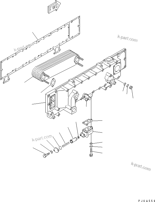 Komatsu parts book diagram for S6D170E-2A-6D S/N 17001-UP: LUBRICATING OIL COOLER(#19293-)