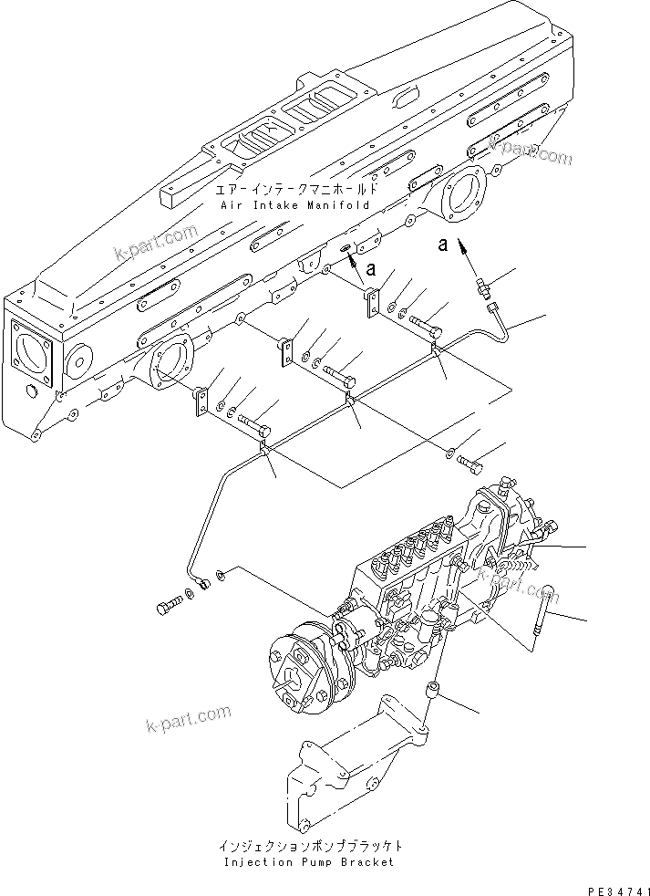Komatsu parts book diagram for S6D170E-2A-6D S/N 17001-UP: FUEL INJECTION PUMP MOUNTING (EXTREME COLD TERRAIN SPEC.)(#17358-)