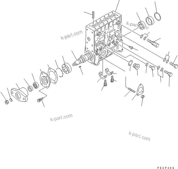 Komatsu parts book diagram for S6D170E-2A-6D S/N 17001-UP: FUEL INJECTION PUMP (PUMP) (1/2) (EXTREME COLD TERRAIN SPEC.) (INNER PARTS)(#17358-)
