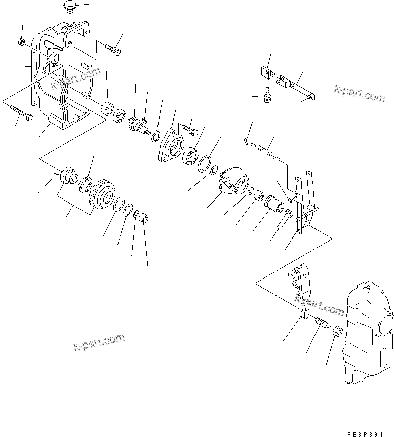 Komatsu parts book diagram for S6D170E-2A-6D S/N 17001-UP: FUEL INJECTION PUMP (GOVERNOR) (1/3) (EXTREME COLD TERRAIN SPEC.) (INNER PARTS)(#17358-)