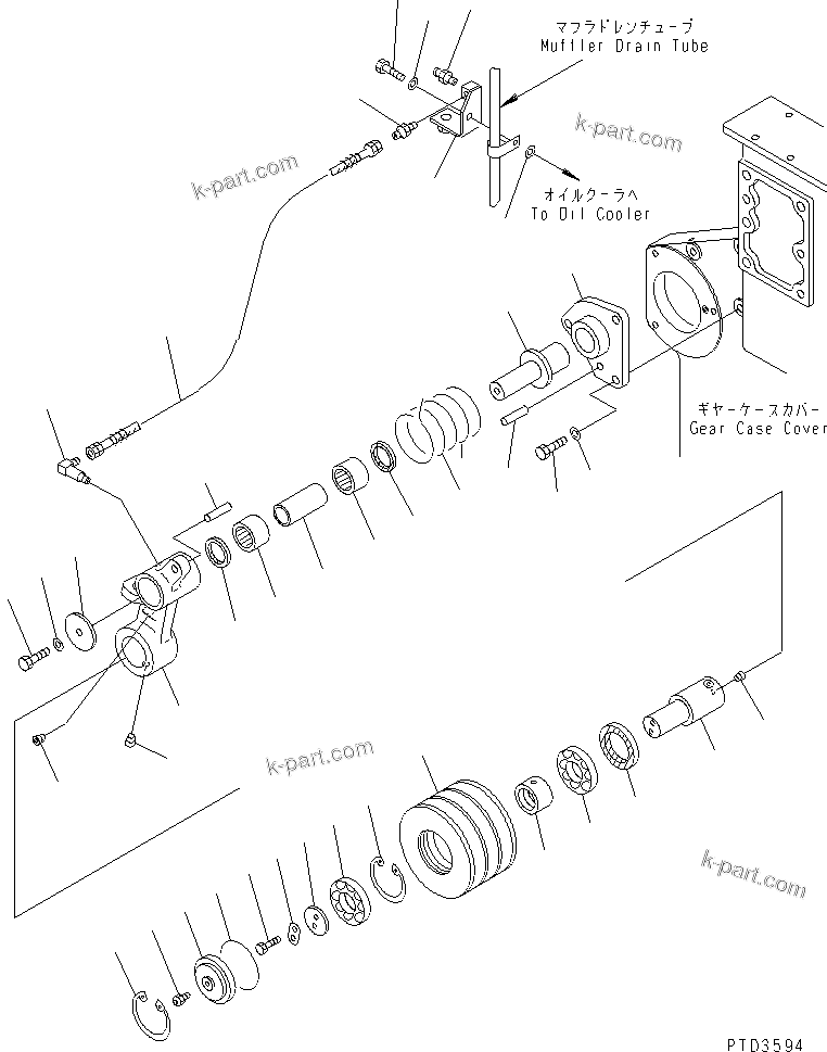 Komatsu parts book diagram for S6D170E-2A-6D S/N 17001-UP: TENSION PULLEY (EXTREME COLD TERRAIN SPEC.)(#17358-)