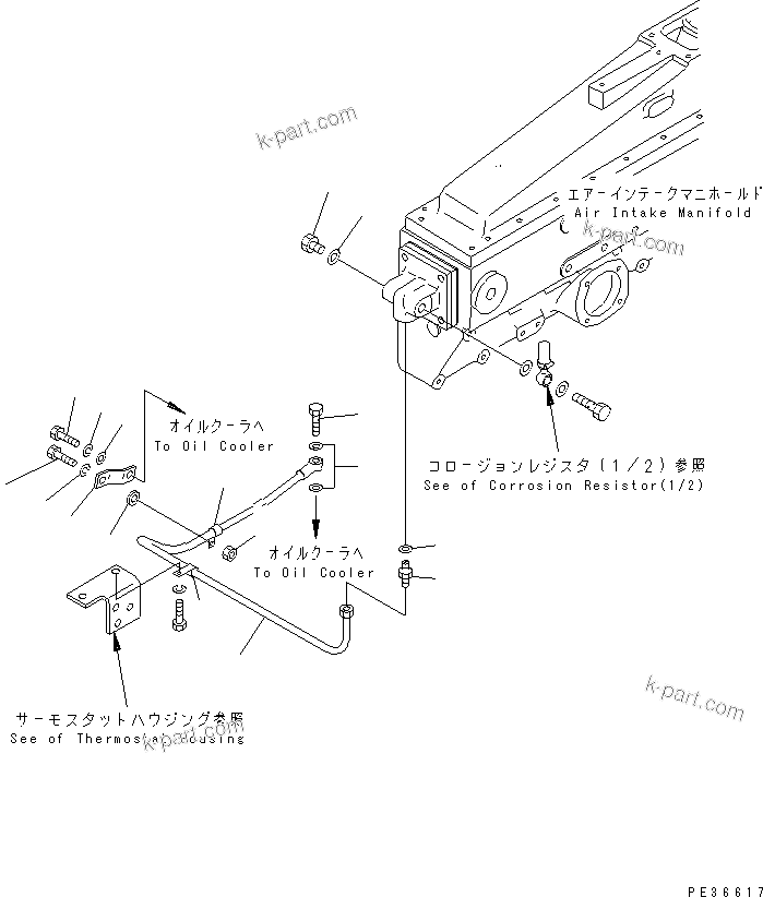 Komatsu parts book diagram for S6D170E-2A-6D S/N 17001-UP: CORROSION RESISTOR (2/2) (EXTREME COLD TERRAIN SPEC.)(#17358-)