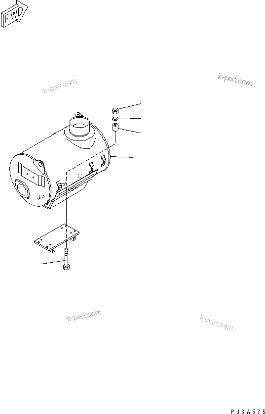 Komatsu parts book diagram for S6D170E-2A-6D S/N 17001-UP: MUFFLER MOUNTING (WITH THERMAL COVER)(#20138-)