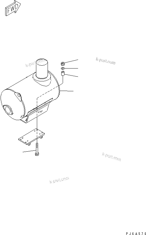 Komatsu parts book diagram for S6D170E-2A-6D S/N 17001-UP: MUFFLER MOUNTING (WITHOUT THERMAL COVER)(#20138-)
