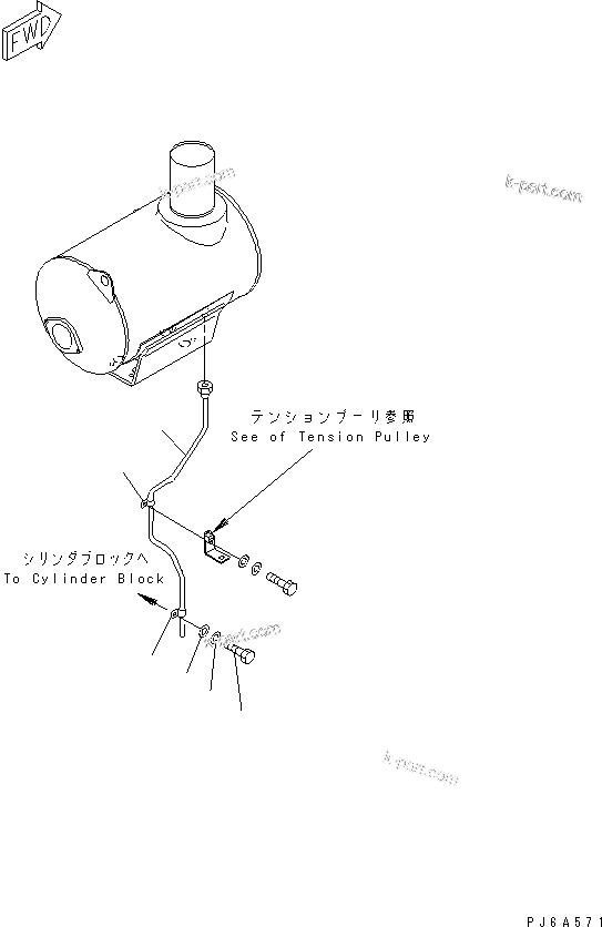 Komatsu parts book diagram for S6D170E-2A-6D S/N 17001-UP: MUFFLER DRAIN TUBE(#20138-)