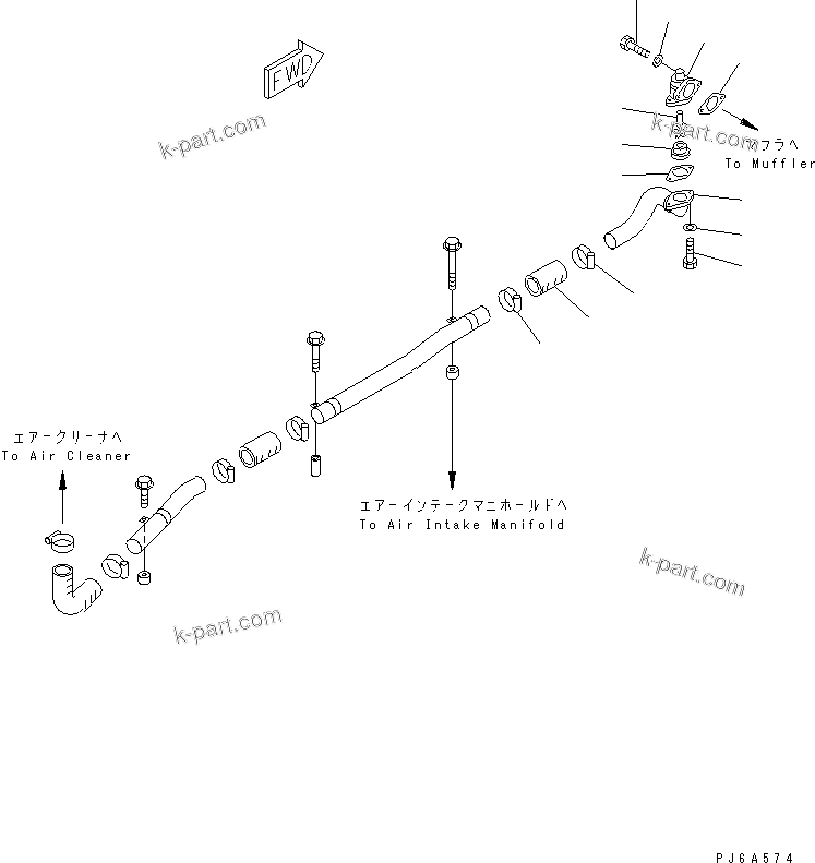 Komatsu parts book diagram for S6D170E-2A-6D S/N 17001-UP: MUFFLER EJECTOR (EXTREME COLD TERRAIN SPEC.)(#20138-)