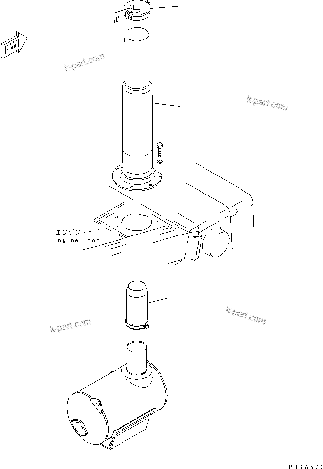 Komatsu parts book diagram for S6D170E-2A-6D S/N 17001-UP: EXHAUST PIPE(#20138-)