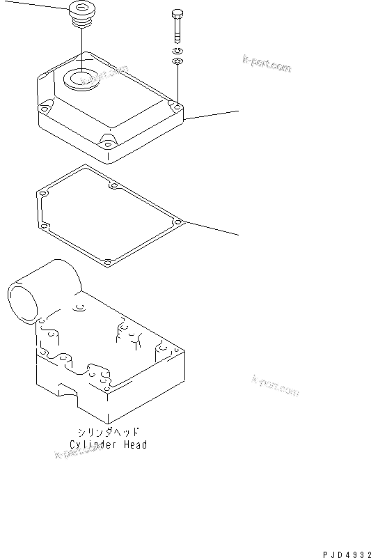 Komatsu parts book diagram for S6D170-1L-6W S/N 10001-UP: ROCKER ARM HOUSING COVER(#19340-)