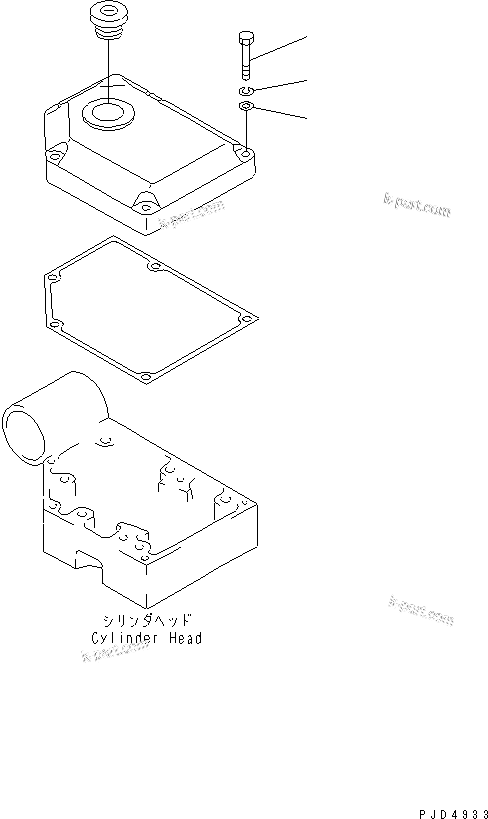 Komatsu parts book diagram for S6D170-1L-6W S/N 10001-UP: HEAD COVER MOUNTING(#19340-)