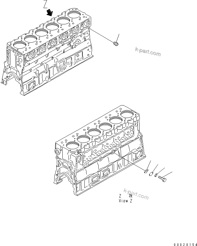 Komatsu parts book diagram for S6D170-1L-6W S/N 10001-UP: CYLINDER BLOCK ACCESSORY(#19305-)