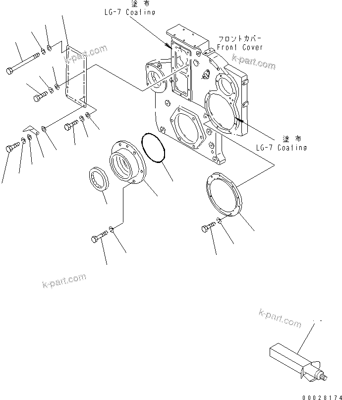 Komatsu parts book diagram for S6D170-1L-6W S/N 10001-UP: FRONT COVER ACCESSORY(#19305-)