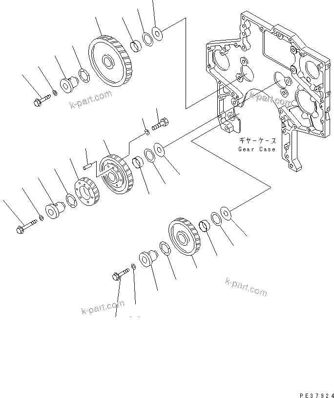 Komatsu parts book diagram for S6D170-1L-6W S/N 10001-UP: IDLER GEAR(#11500-)