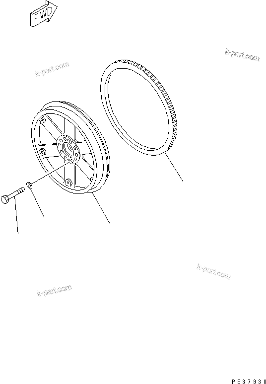 Komatsu parts book diagram for S6D170-1L-6W S/N 10001-UP: FLYWHEEL(#14001-)