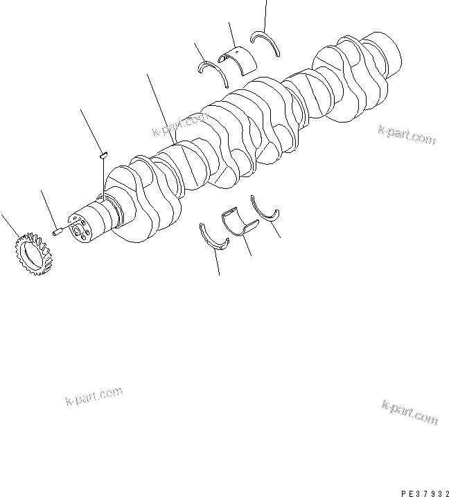 Komatsu parts book diagram for S6D170-1L-6W S/N 10001-UP: CRANKSHAFT(#15701-)