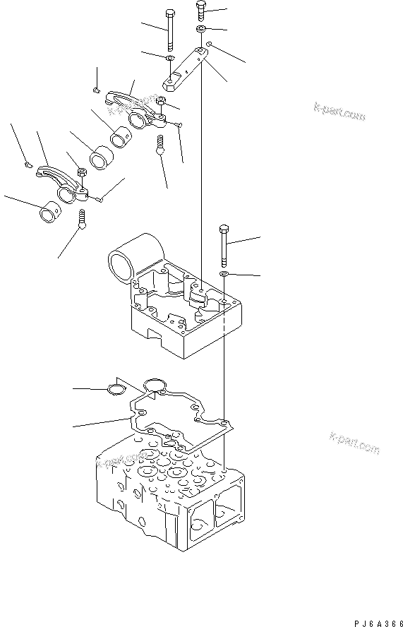 Komatsu parts book diagram for S6D170-1L-6W S/N 10001-UP: ROCKER ARM(#19282-)