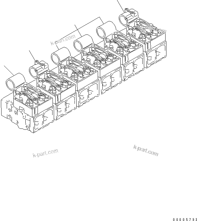 Komatsu parts book diagram for S6D170-1L-6W S/N 10001-UP: ROCKER ARM HOUSING (FOR NO.2 AND 6 CYLINDER ? WITH HOUSING BOSS)(#19274-)