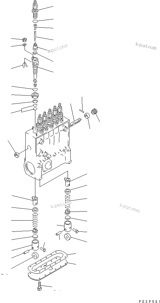 Komatsu parts book diagram for S6D170-1L-6W S/N 10001-UP: FUEL INJECTION PUMP (PUMP) (2/2) (INNER PARTS)(#14674-15526)