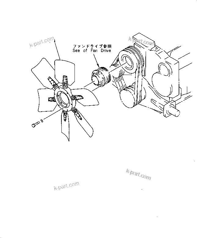 Komatsu parts book diagram for S6D170-1L-6W S/N 10001-UP: COOLING FAN (REVERSIBLE FAN)(#20011-20460)