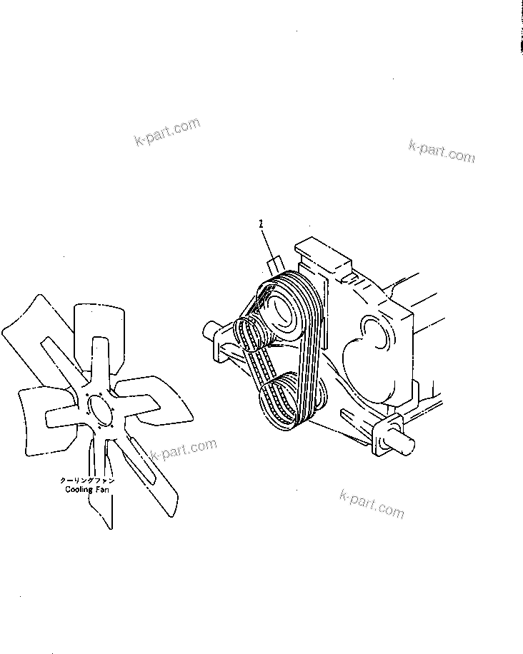 Komatsu parts book diagram for S6D170-1L-6W S/N 10001-UP: FAN BELT (NOISE SUPPRESSION SPEC. FOR EC) (TBG SPEC.)(#20011-)