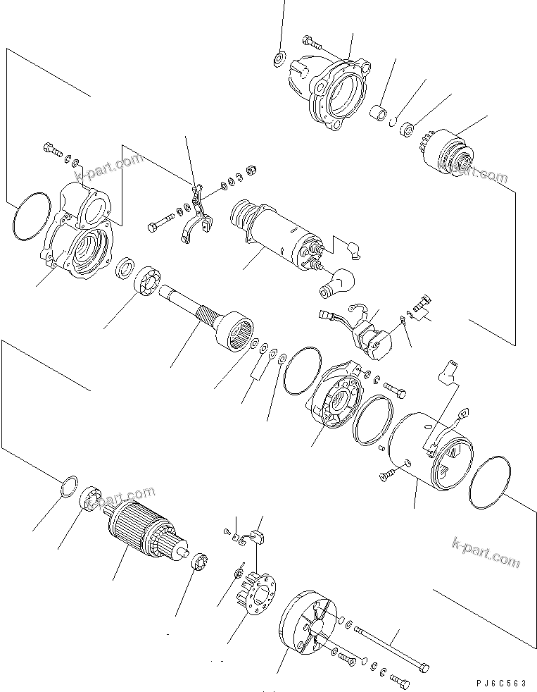 Komatsu parts book diagram for S6D170-1L-6W S/N 10001-UP: STARTING MOTOR (7.5KW) (INNER PARTS)(#20460-21952)
