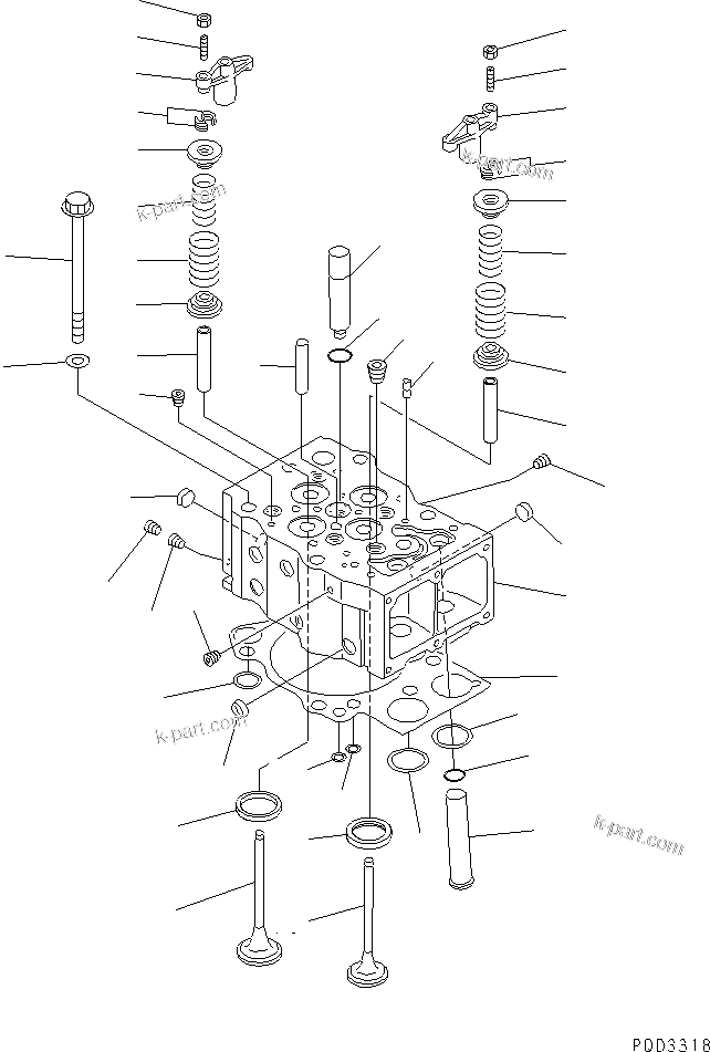 Komatsu parts book diagram for S6D170-1G-6A S/N 10001-UP: CYLINDER HEAD(#11500-)