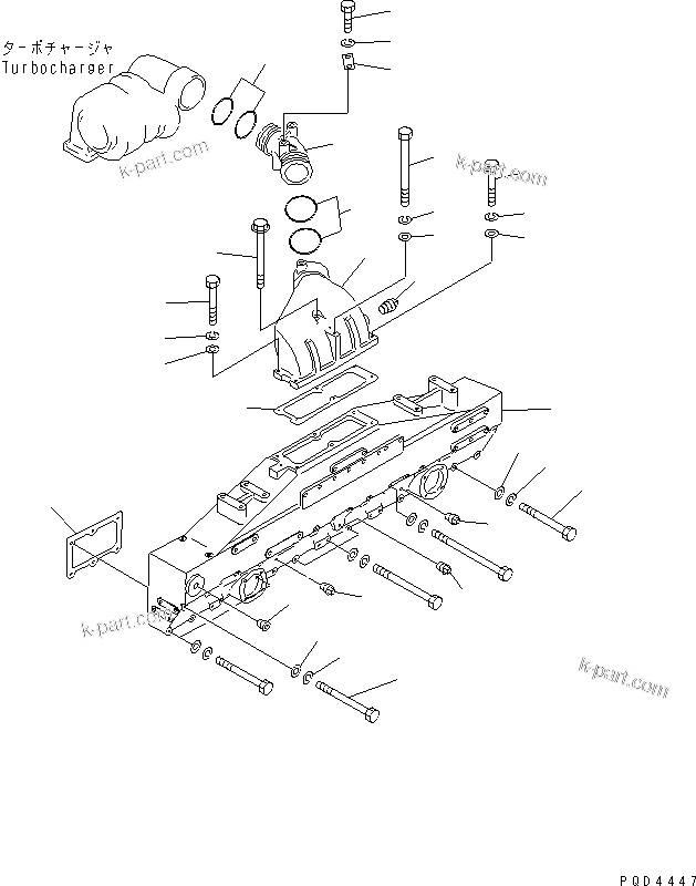 Komatsu parts book diagram for S6D170-1G-6A S/N 10001-UP: AIR INTAKE MANIFOLD AND AIR CONNECTION(#15667-17480)
