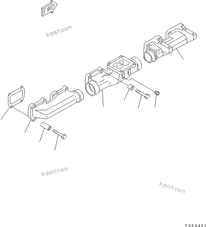 Komatsu parts book diagram for S6D170-1G-6A S/N 10001-UP: EXHAUST MANIFOLD(#15667-)