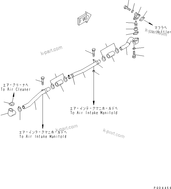 Komatsu parts book diagram for S6D170-1G-6A S/N 10001-UP: MUFFLER EJECTOR PIPING(#15667-)