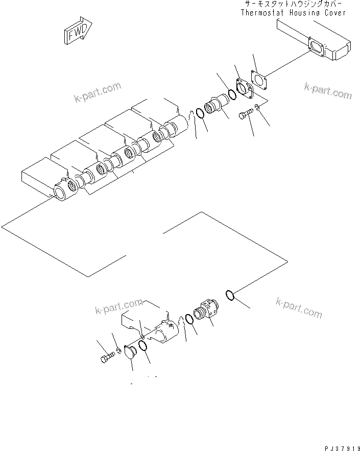 Komatsu parts book diagram for S6D170-1G-6A S/N 10001-UP: WATER MANIFOLD(#14674-)