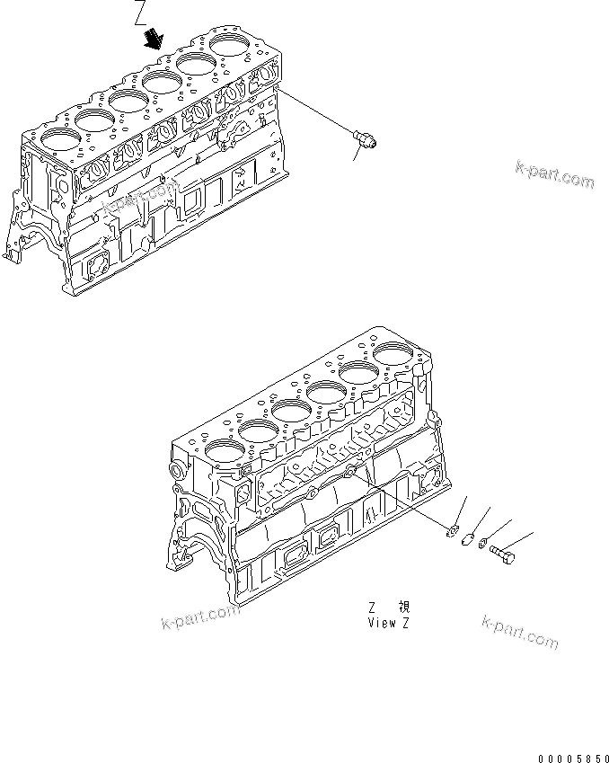 Komatsu parts book diagram for S6D170-1G-6A S/N 10001-UP: CYLINDER BLOCK COVER AND OIL PRESSURE SWITCH(#19437-)