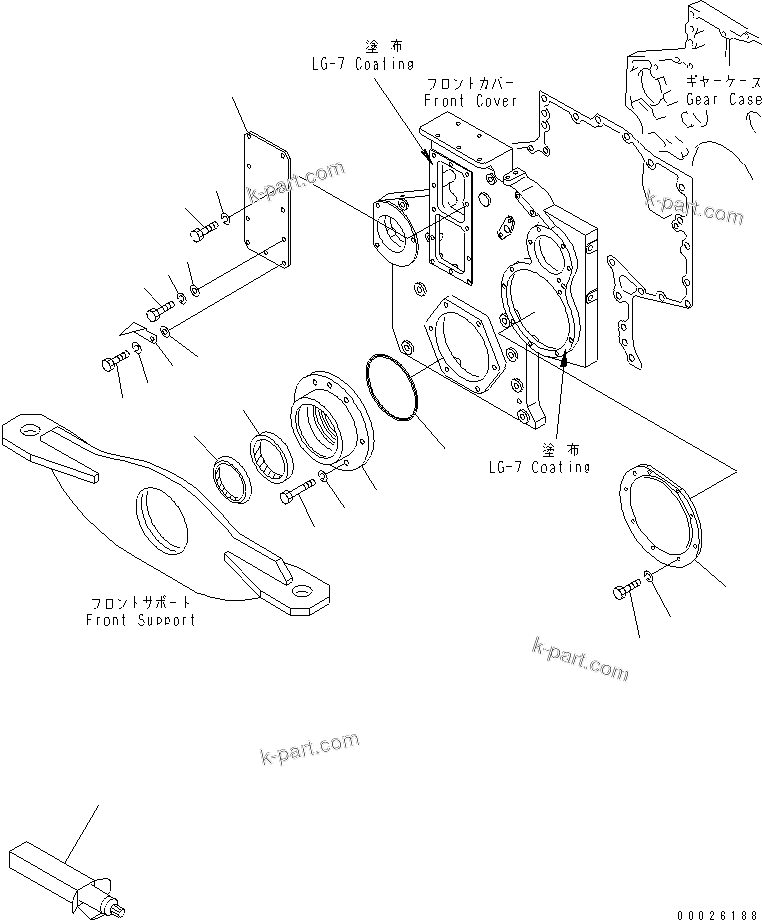 Komatsu parts book diagram for S6D170-1G-6A S/N 10001-UP: FRONT COVER ACCESSORY(#19437-)