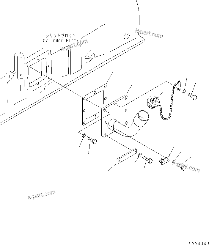 Komatsu parts book diagram for S6D170-1G-6A S/N 10001-UP: OIL FILLER(#15667-)