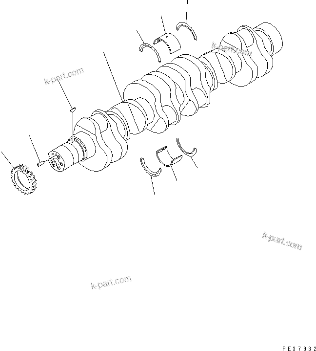 Komatsu parts book diagram for S6D170-1G-6A S/N 10001-UP: CRANKSHAFT(#15701-)