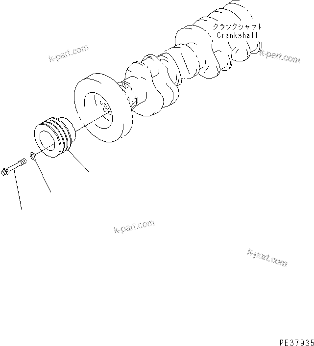 Komatsu parts book diagram for S6D170-1G-6A S/N 10001-UP: CRANK PULLEY (HARDENING PULLEY SPEC.)(#11500-)