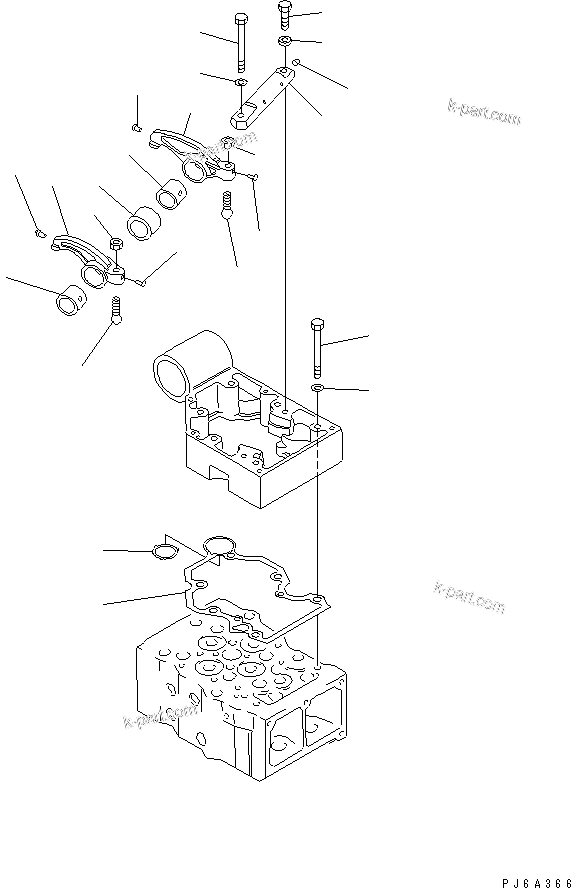 Komatsu parts book diagram for S6D170-1G-6A S/N 10001-UP: ROCKER ARM(#19282-)