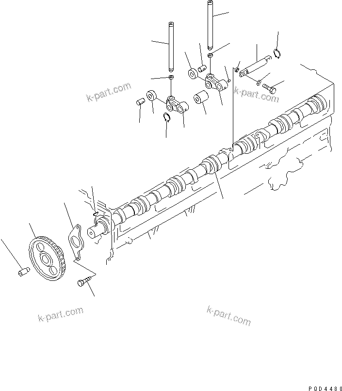 Komatsu parts book diagram for S6D170-1G-6A S/N 10001-UP: CAMSHAFT AND CAMFOLLOWER(#15667-17480)