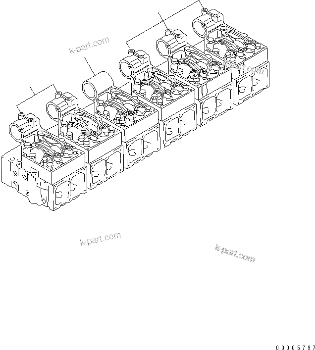 Komatsu parts book diagram for S6D170-1G-6A S/N 10001-UP: ROCKER ARM HOUSING (FOR NO.3 CYLINDER ? WITHOUT HOUSING BOSS)(#19157-)