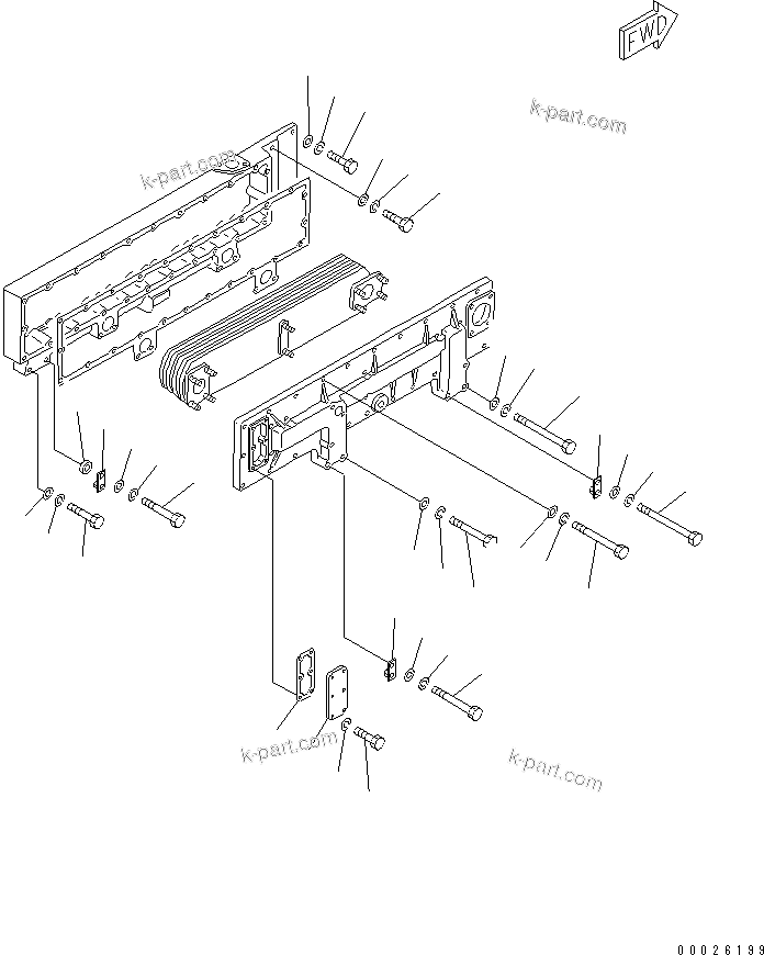 Komatsu parts book diagram for S6D170-1G-6A S/N 10001-UP: OIL COOLER MOUNTING AND ACCESSORY(#19311-)
