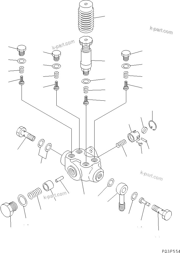 Komatsu parts book diagram for S6D170-1G-6A S/N 10001-UP: FUEL INJECTION PUMP (FEED PUMP) (INNER PARTS)(#15707-)