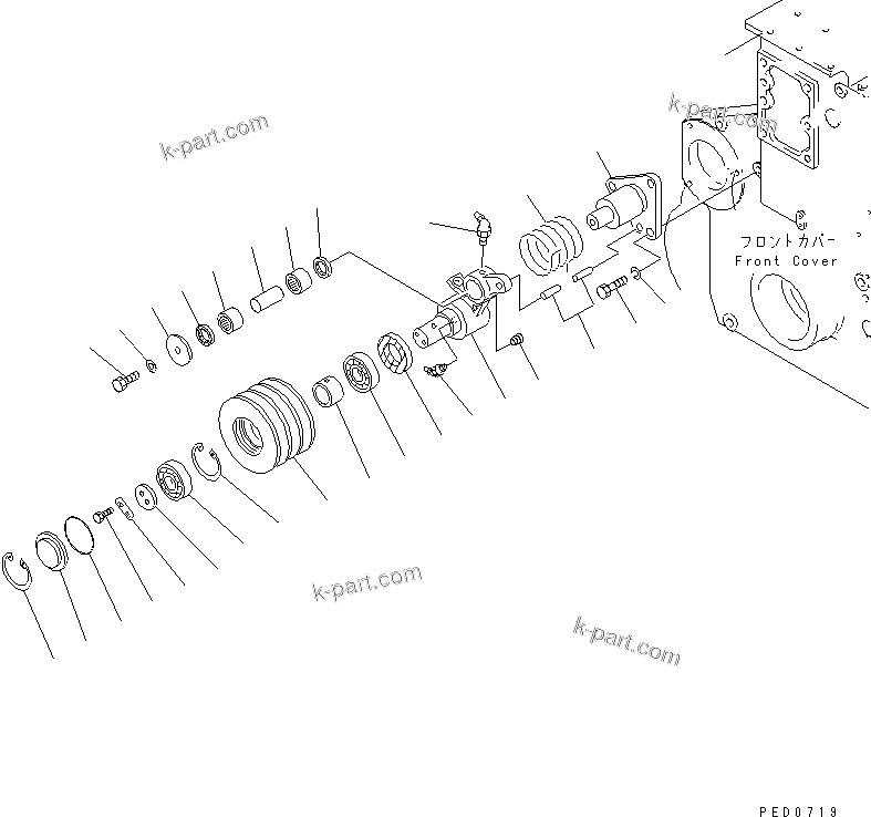 Komatsu parts book diagram for S6D170-1G-6A S/N 10001-UP: TENSION PULLEY(#16153-)