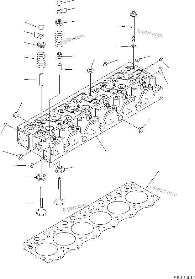 Komatsu parts book diagram for S6D95L-1MM-C S/N 106426-UP: CYLINDER HEAD