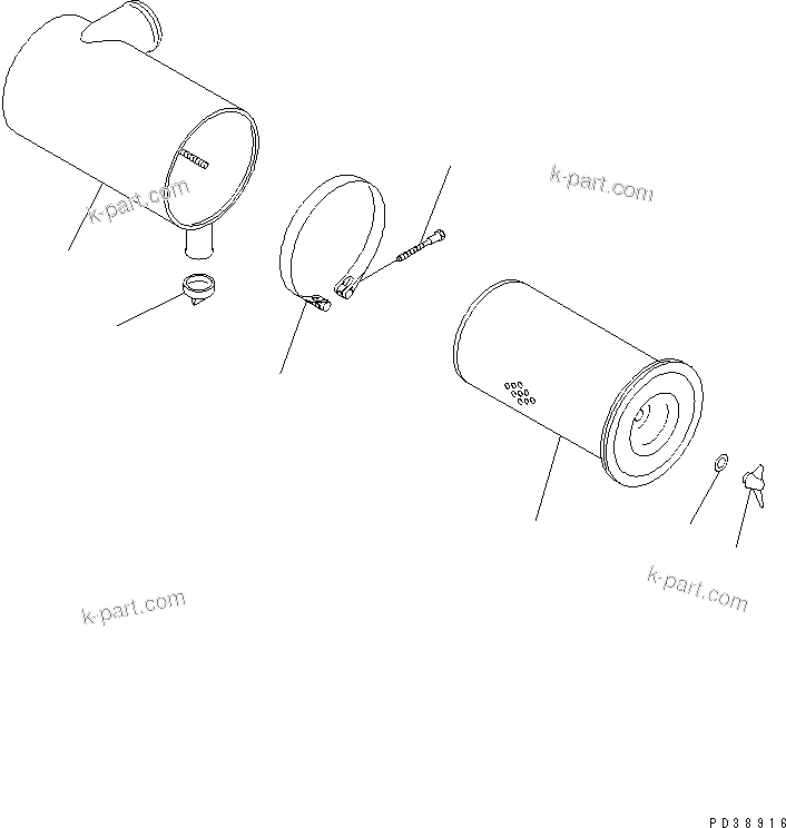 Komatsu parts book diagram for S6D95L-1MM-C S/N 106426-UP: AIR CLEANER (SINGLE ELEMENT TYPE)