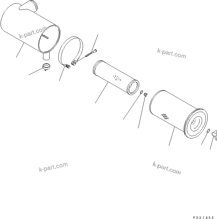 Komatsu parts book diagram for S6D95L-1MM-C S/N 106426-UP: AIR CLEANER (DOUBLE ELEMENT TYPE)