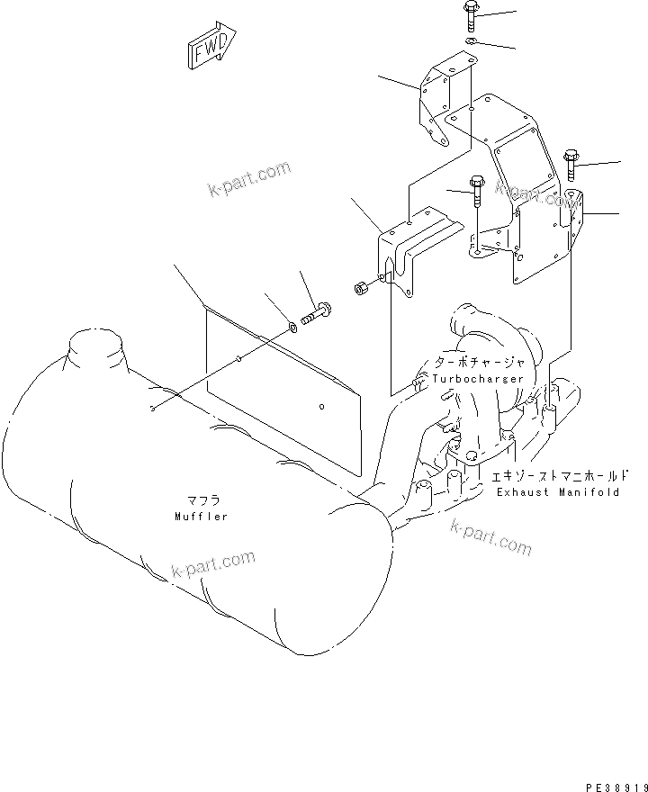 Komatsu parts book diagram for S6D95L-1MM-C S/N 106426-UP: HEAT SHIELD(#111868-132923)