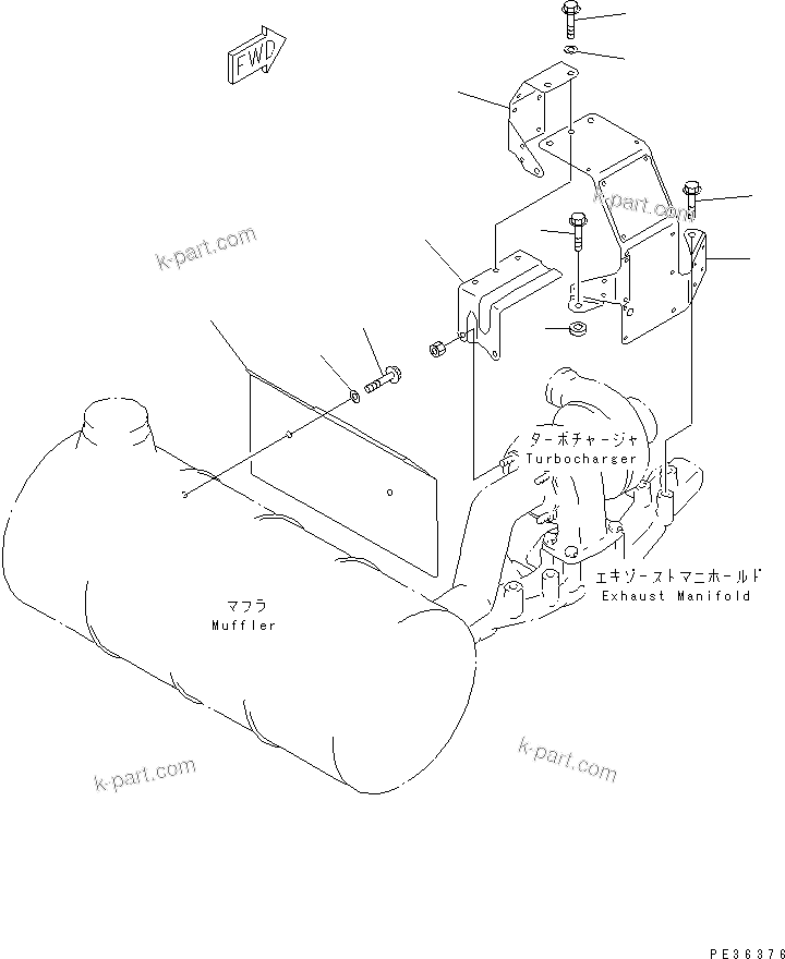 Komatsu parts book diagram for S6D95L-1MM-C S/N 106426-UP: HEAT SHIELD(#132924-)