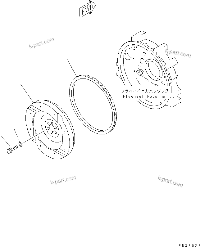 Komatsu parts book diagram for S6D95L-1MM-C S/N 106426-UP: FLYWHEEL